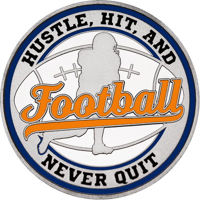 Orange "Football" with Navy Blue Outer Circular Borders